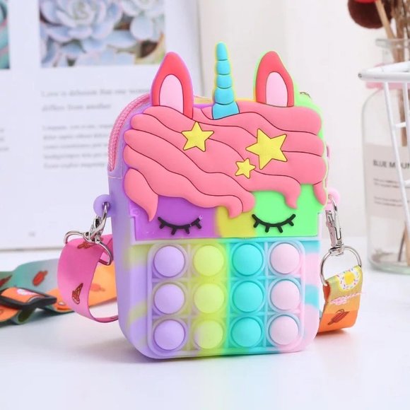 Small Unicorn Fidget Bubble Cross Body Bag with Carrying Strap - Picture 3 of 3